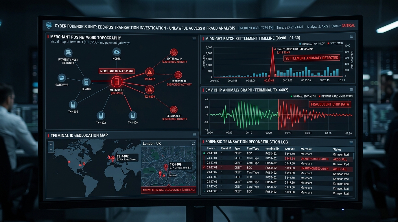 EDC & POS Terminal Payment Fraud Forensic Investigation Visual by DFI